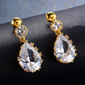 2.3ct Pear Cut VVS1D Diamond Elegant Water Drop Earrings 14k Yellow Gold Finish