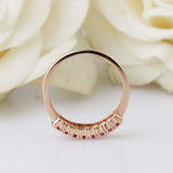 1.5ct Round Pink Ruby Wedding Band Stackable Half Eternity 14k Rose Gold Finish