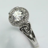 2.3ct Round Cut Diamond Engagement Ring Halo Celtic Trinity 14k WhiteGold Finish