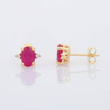 1.45ct Stud Earrings Oval Cut Pink Ruby Minimalist 14k Yellow Gold Finish