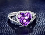 3ct Heart Cut Purple Amethyst Engagement Ring Split Shank 14k White Gold Finish