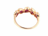 1ct Pear Cut Pink Ruby 5 Stone Halo Unique Engagement Ring 14k Rose Gold Finish