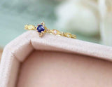 0.4ct Round Cut Blue Sapphire Engagement Ring Minimalist 14k Yellow Gold Finish