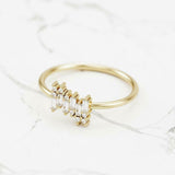 Minimalist Cluster Engagement Ring 1ct Baguette Cut Diamond 14k Yellow Gold Over