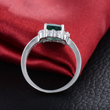 2.2Ct Princess Cut Green Emerald Diamond Ring Halo Accent 14K White Gold Finish