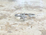 1ct Round Cut Diamond Engagement Ring Stackable Open Star 14k White Gold Finish