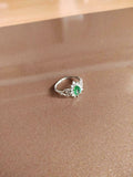 1.3ct Engagement Ring Pear Cut Green Emerald Filigree Drop 14k White Gold Finish