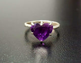 1.5ct Engagement Ring Heart Cut Purple Amethyst Solitaire 14k White Gold Finish