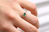 1ct Marquise Green Emerald Halo Minimalist Engagement Ring 14k Yellow Gold Over