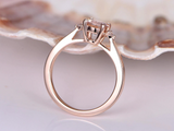 0.7ct Round Cut Morganite Engagement Ring Diamond Trilogy 14k Rose Gold Finish