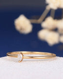 0.3ct Marquise Cut Diamond Engagement Ring Minimalist Petite 14k YellowGold Over