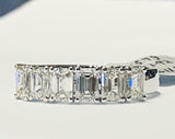 4ct Wedding Ring Band Emerald Cut Diamond Half Eternity 14k White Gold Finish