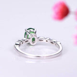 1.3ct Oval Cut Green Emerald Engagement Ring Diamond Accent 14k WhiteGold Finish