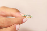 1ct Round Cut Alternating Green Emerald Diamond Wedding Band 14k YellowGold Over