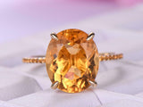 5ct Oval Yellow Citrine Engagement Ring Accents Solitaire 14k Yellow Gold Finish