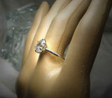 6 Prong Solitaire Engagement Ring 1.5ct Oval Cut Diamond 14k White Gold Finish