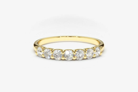 2ct Wedding Band Round Cut Diamond Stackable Half Eternity 14k YellowGold Finish