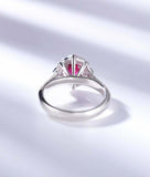 2ct Oval Cut Pink Ruby Diamond Accent Floral Solitaire Ring 14k WhiteGold Finish