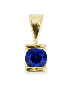 1ct Round Cut Blue Sapphire Unique Design Pendant 14k YellowGold Finish NO CHAIN