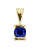 1ct Round Cut Blue Sapphire Unique Design Pendant 14k YellowGold Finish NO CHAIN