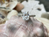 2.5ct Engagement Ring Cushion Cut Diamond Solitaire Design 14k White Gold Finish