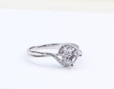 1.5Ct Round Cut Diamond Heart Prong Swirl Solitaire Ring 14K White Gold Finish