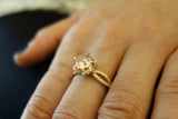 1.6ct Round Cut Peach Morganite Engagement Ring 14k Yellow Gold Over Split Shank