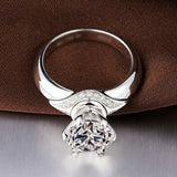 2Ct Round Cut Diamond Collared Solitaire Engagement Ring 14K White Gold Finish