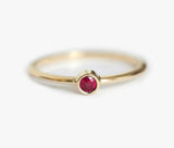 0.2ct Round Pink Ruby Engagement Ring 14k Yellow Gold Finish Bezel Set Solitaire