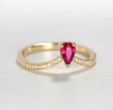 1.4ct Pear Cut Pink Ruby Curved Half Eternity Wedding Band 14k Yellow Gold Over