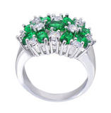 4Ct Oval Cut Green Emerald Floral Cocktail Engagement Ring 14K White Gold Finish