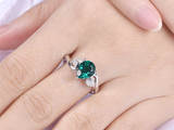 2ct Pear Cut Green Emerald Engagement Ring Flower Leaf Design 14k WhiteGold Over