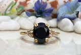 1.2ct Engagement Ring Oval Black Diamond Petite Solitaire 14k Yellow Gold Finish