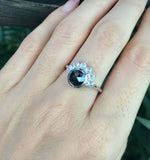 1.4ct Round Black Diamond Engagement Ring Crown Solitaire 14k White Gold Finish