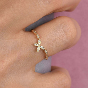 Butterfly Minimalist Engagement Ring 1ct Round Cut Diamond 14k YellowGold Finish