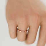 Trilogy Minimalist Wedding Ring Band 0.1ct Round Cut Diamond 14k RoseGold Finish