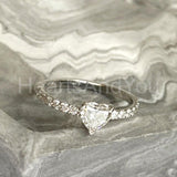 1ct Heart Cut Simulated Diamond Solitaire with Accent Ring 14k White Gold Plated