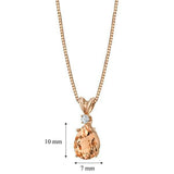 3Ct Pear Cut Peach Morganite Diamond Style Pendant 14K Rose Gold Finish NO CHAIN