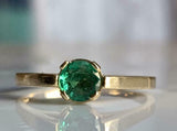 1.4ct Engagement Ring Round Cut Green Emerald Solitaire 14k Yellow Gold Finish