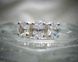 Trilogy Solitaire Engagement Ring 2.25ct Oval Cut Diamond 14k White Gold Finish