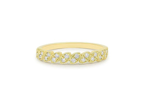 Milgrain Half Eternity Wedding Band 1ct Round Cut Diamond 14k Yellow Gold Finish