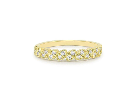 Milgrain Half Eternity Wedding Band 1ct Round Cut Diamond 14k Yellow Gold Finish