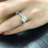 2ct Round Moissanite Heart Prong Accented Engagement Ring 14K White Gold Plated