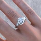 2.6ct Round Cut Diamond Pear Accents Trilogy Engagement Ring 14k White Gold Over