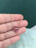 1.2ct Round Cut Pink Ruby Pendant Heart Love Valentine Gift 14k Rose Gold Finish