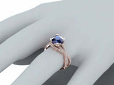 2.3ct Round Blue Sapphire Infinity Split Band Cocktail Ring 14k Rose Gold Finish