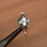 1ct Oval Cut Aquamarine Heart Valentine Gift Engagement Ring 14k White Gold Over