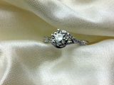 0.45ct Round Cut VVS1 Diamond Engagement Ring 14k White Gold Finish Flower Style