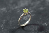 0.6ct Engagement Ring Round Cut Green Peridot Solitaire 14k White Gold Finish