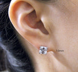 Solitaire Stud Earrings 1ct Asscher Brilliant Cut Diamond 14k White Gold Finish